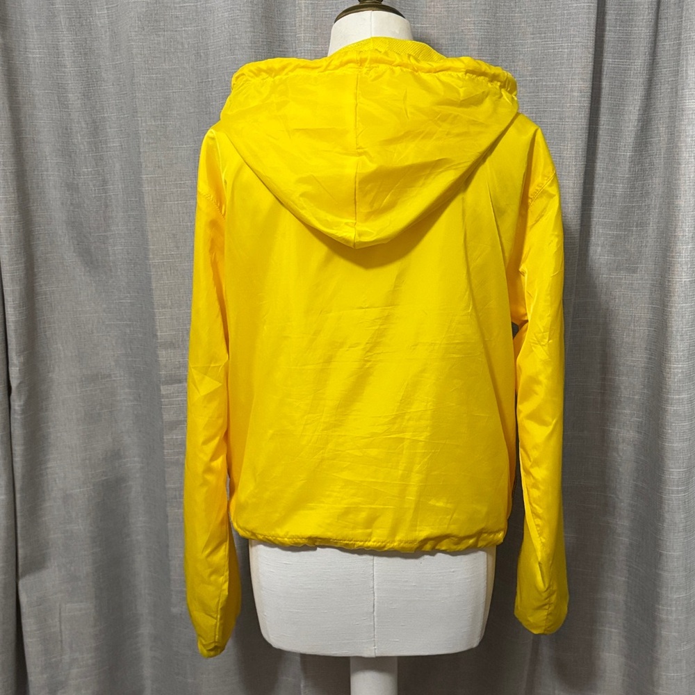 Wmns-L-Polaroid Windbreaker-Yellow Multi Color Stripe-Pockets-Drawstring Waist - Picture 7 of 15